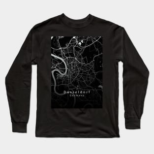 Dusseldorf Germany City Map dark Long Sleeve T-Shirt